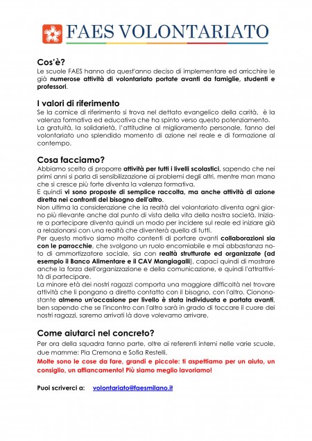 FAES Volontariato_lettera di presentazione _ 19 ottobre 2015